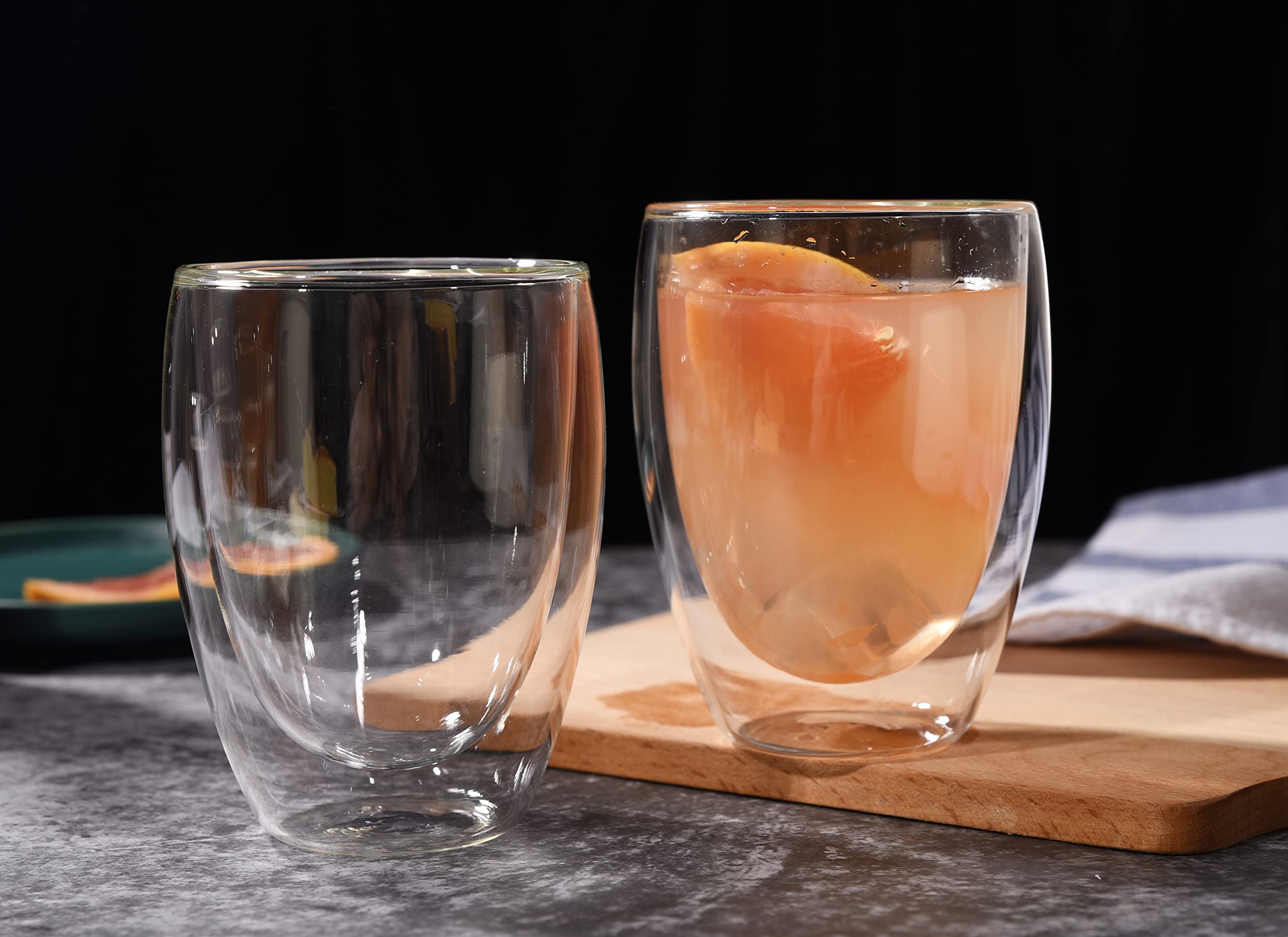 SAPHALTON Double Wall Glass Coffee Mugs without Handle, 2.5 oz /8.5 oz /11.8oz Tea Cups, Clear Glass Drinkware for Espresso,Cappuccino, Latte,Hot Beverages (11.8 OZ) 4