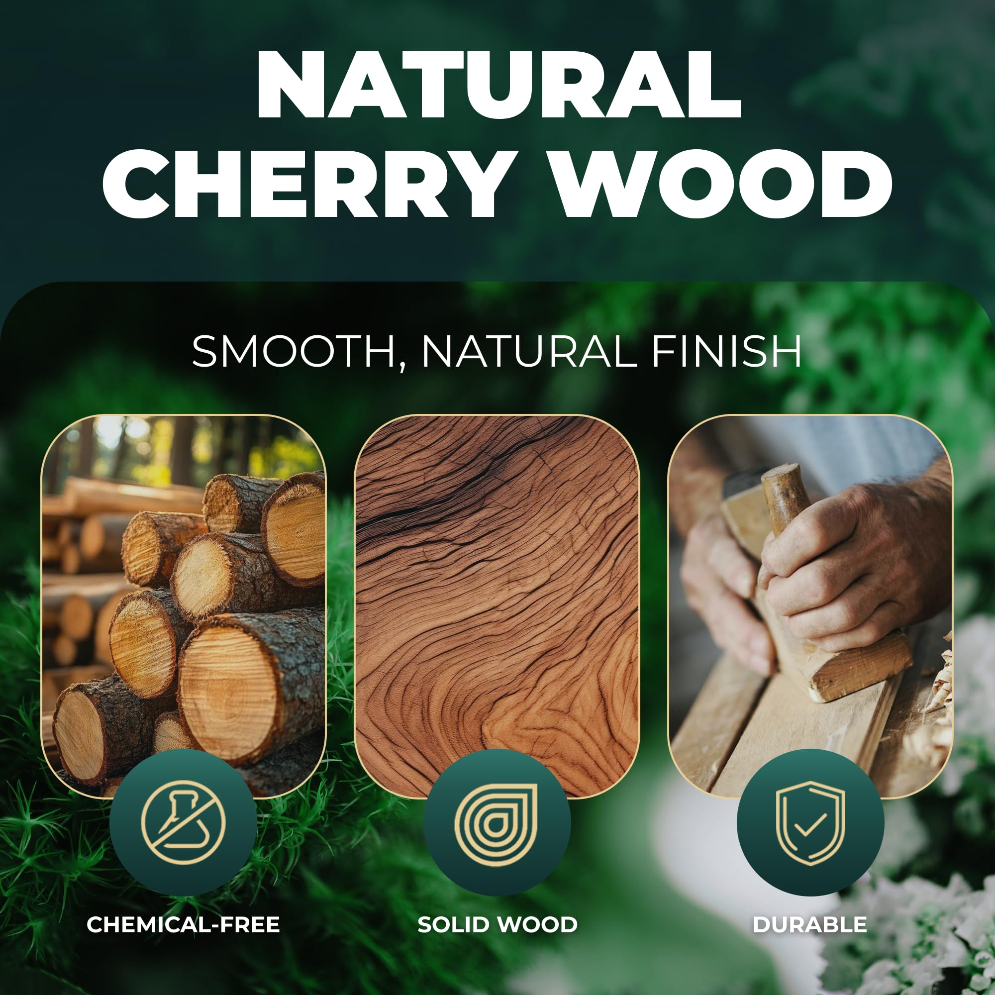 MFC 5-Piece Wooden Cooking Spoons - Kitchen Set from Natural Cherry Wood - Wooden Spoons for Cooking - Funny Utensil Set with Smiley Faces - Cooking Multipurpose Wood Utensils