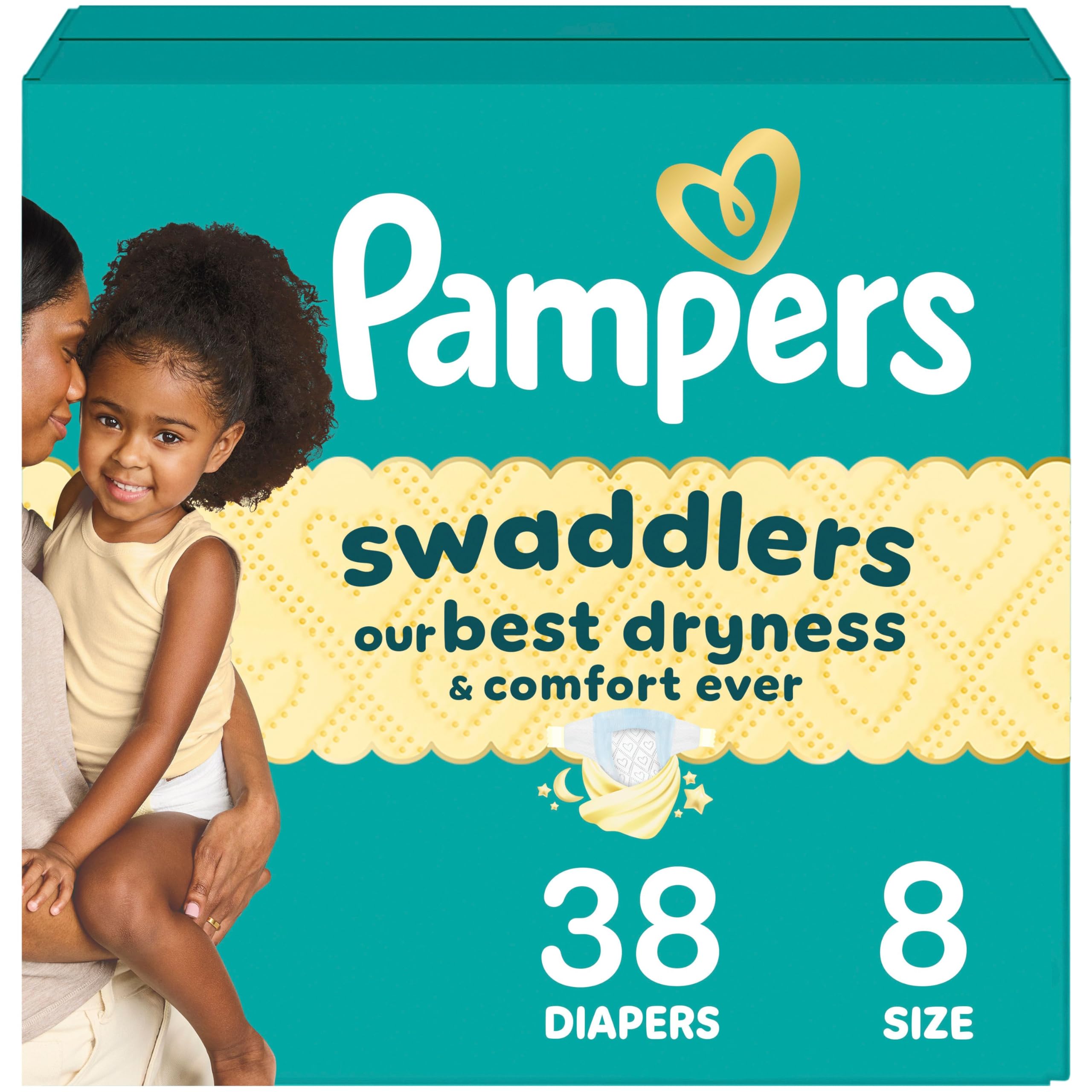 Swaddlers Diapers, Size 8 (30+ lbs), 38 Count, Absorbent, Keeps Baby Dry and Comfortable, Skin Safe Disposable Baby Diaper (Packaging May Vary)