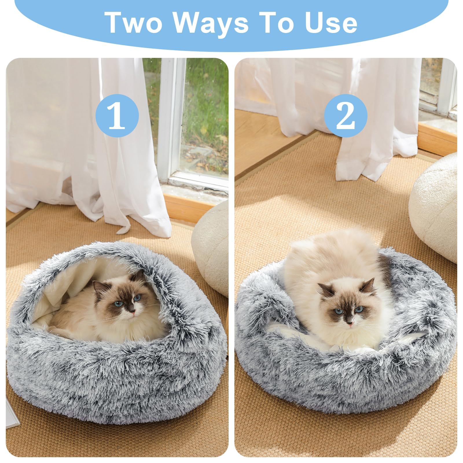 Comodo Cuccia per in Peluche per Gatto, Lettino per Animali Domestici Cesto Letto Morbido e Lavabile con Bordi Rialzati per Cucciolo Coniglio Porcellino d'India e Gattino Ø 40cm