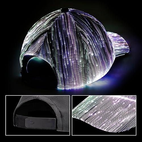 Miniatura 4 de LIOVODE LED Hat, Baseball Cap Light Up with Fiber Optic 7 Colors Luminous USB Charging Hat Accessories