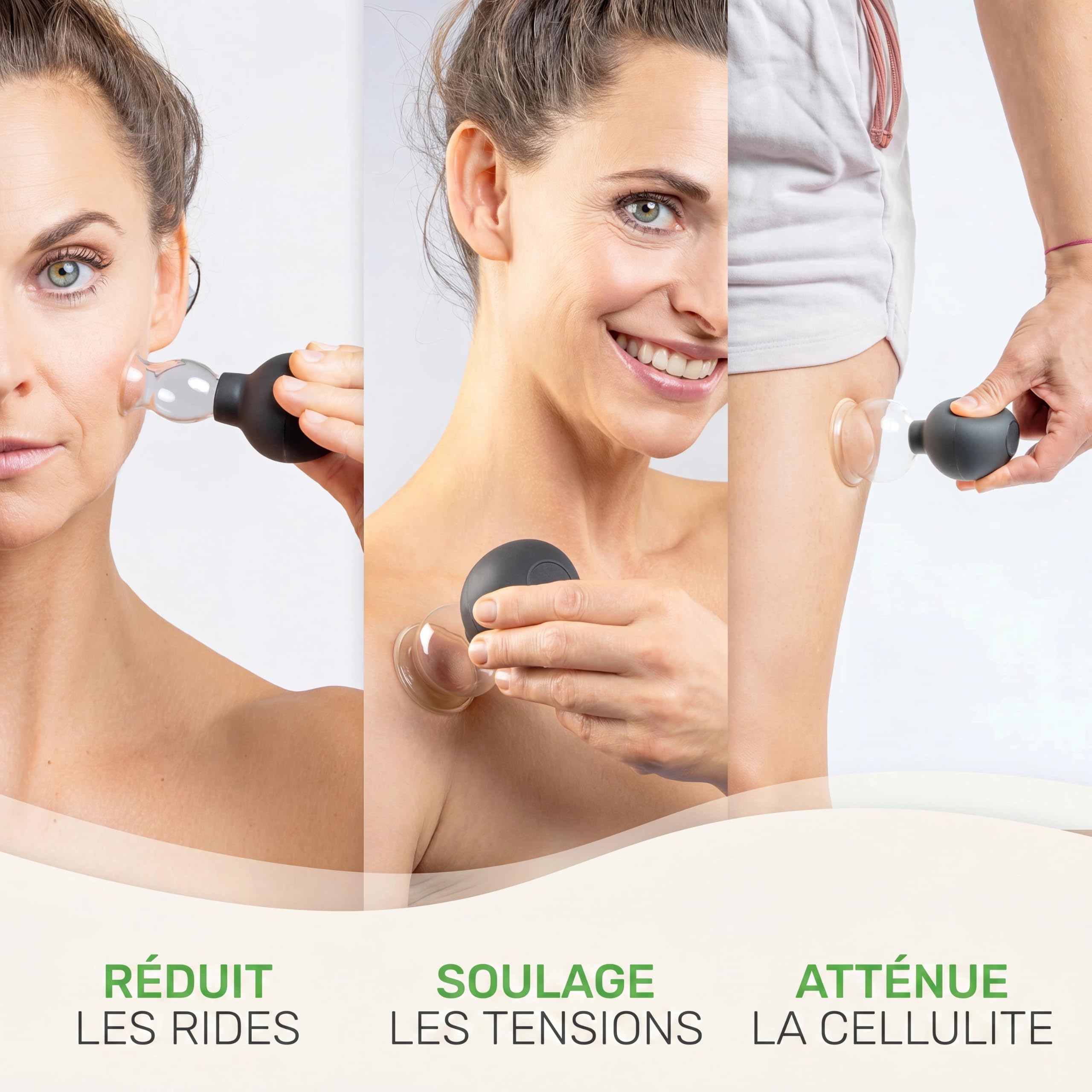 BACKLAxx ® Set De Ventouses En Verre Avec Poire En Silicone Et Grattoir Fascia | Ventouse Cellulite Et Ventouse Massage Pour Corps Et Visage | Ventouses Thérapeutiques Cupping