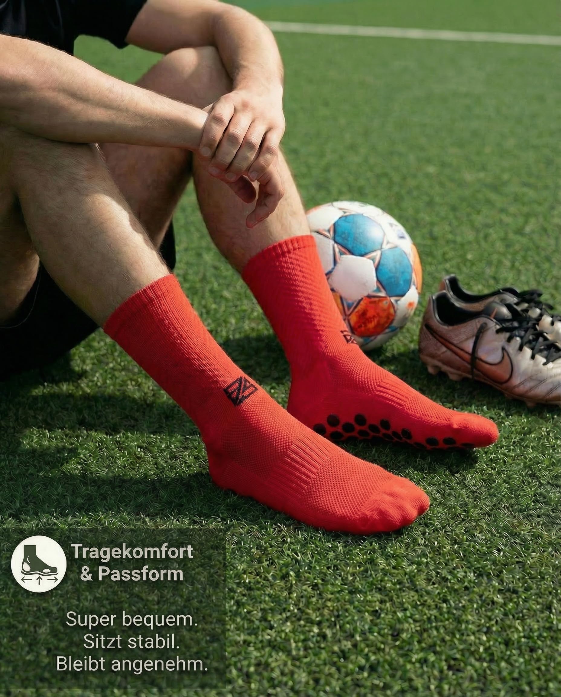 Football Socks & Grip Socks 3er Pack – Fußball-Socken Herren mit 6 Monate Anti-Loch Garantie – Antirutschsocken, rutschfeste Socken, blasenfrei & Grip Socken Fussball – Sport Socken Set