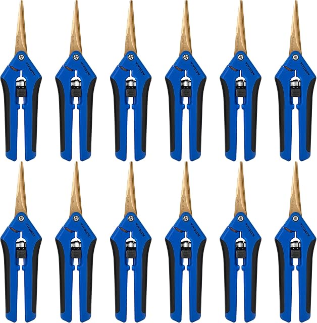 VIVOSUN 12-Pack 6.5 Inch Gardening Scissors Hand Pruner Pruning Shear with Titanium Coated Curved Precision Blades