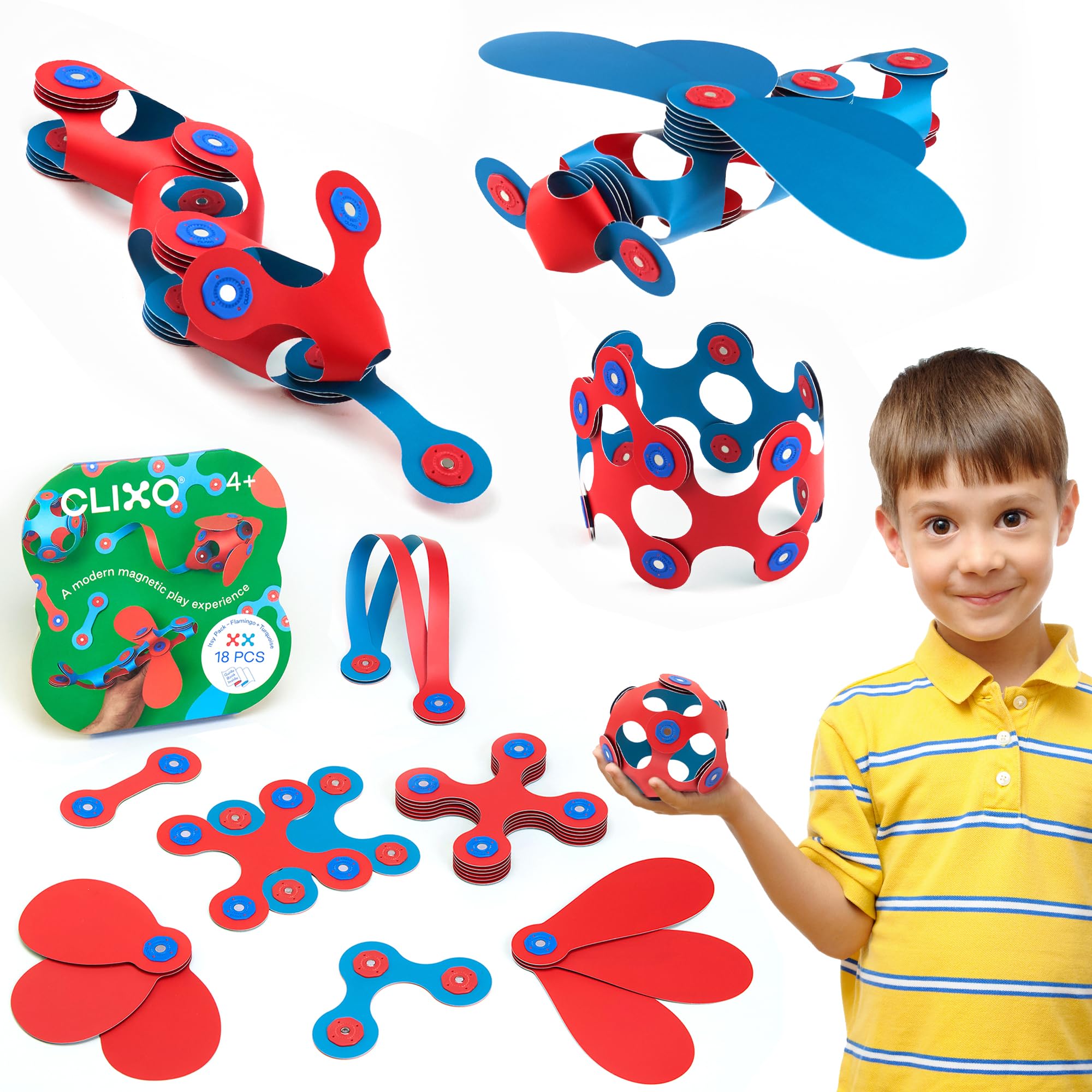 Itsy - Juguete magnético para niños, flexible, duradero, juguete de construcción magnético que aumenta la imaginación. Experiencia educativa STEM multisensorial. Ideal como juego de viaje.