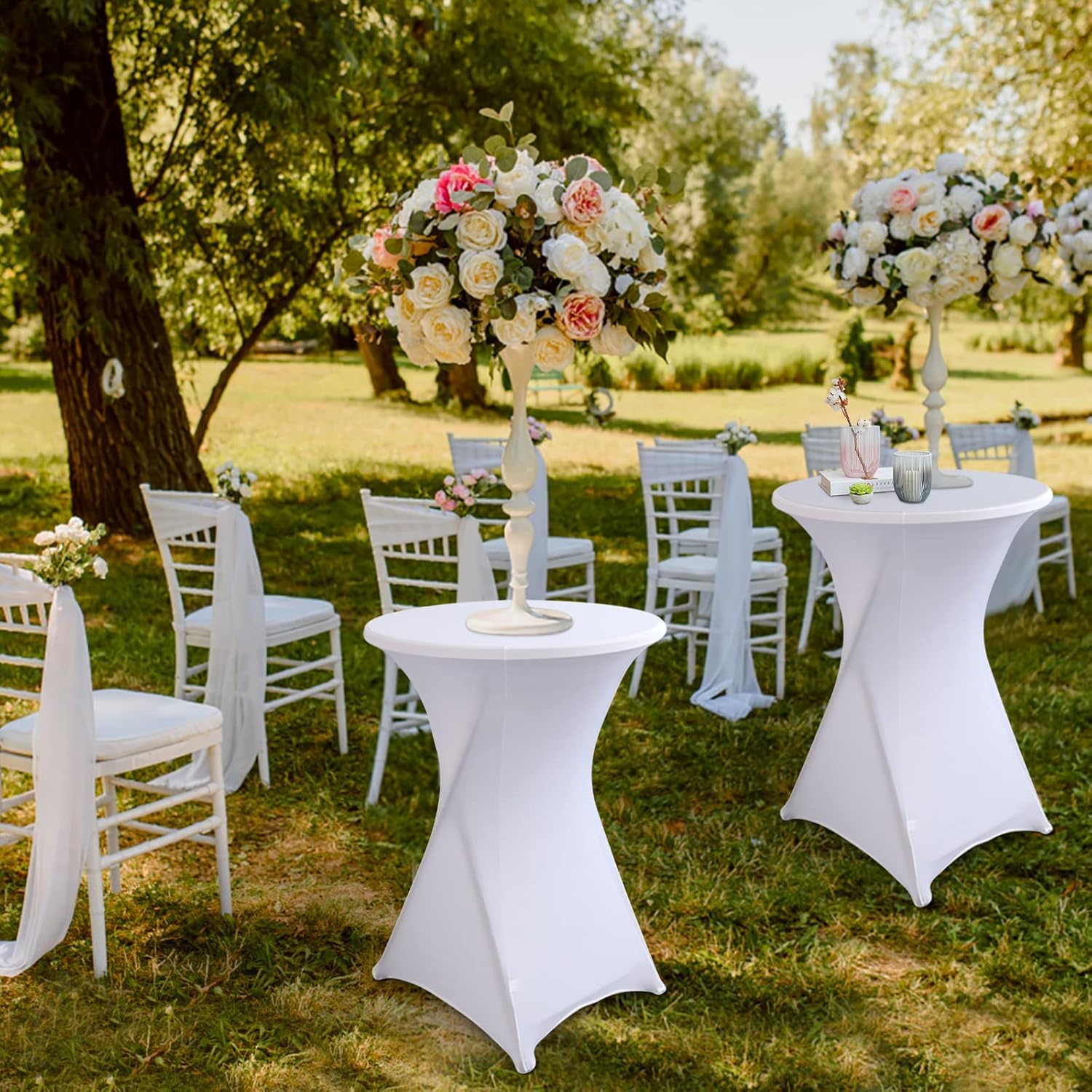tovaglia rotonda, 80-85 cm, 4 pezzi, elasticizzata, lavabile, per bar, festa, matrimonio, tavoli da bistrot 80 x 110 cm