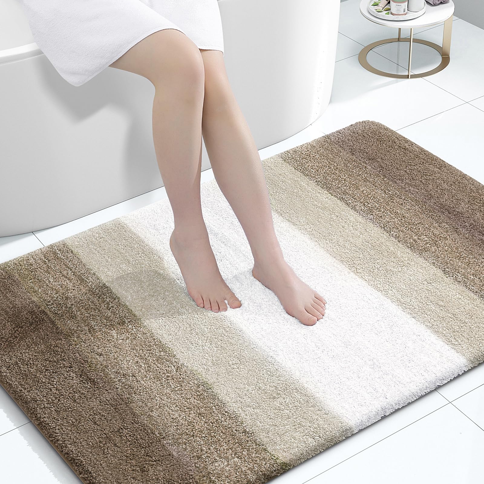 OLANLY Large Bathroom Rugs 44x32, Extra Soft Absorbent Microfiber Bath Rugs | Coffee, Non-Slip Quick-Drying Rubber Backing, Washable Plush Bath Mat for Floor, Tub and Shower, Home Decor Accessories