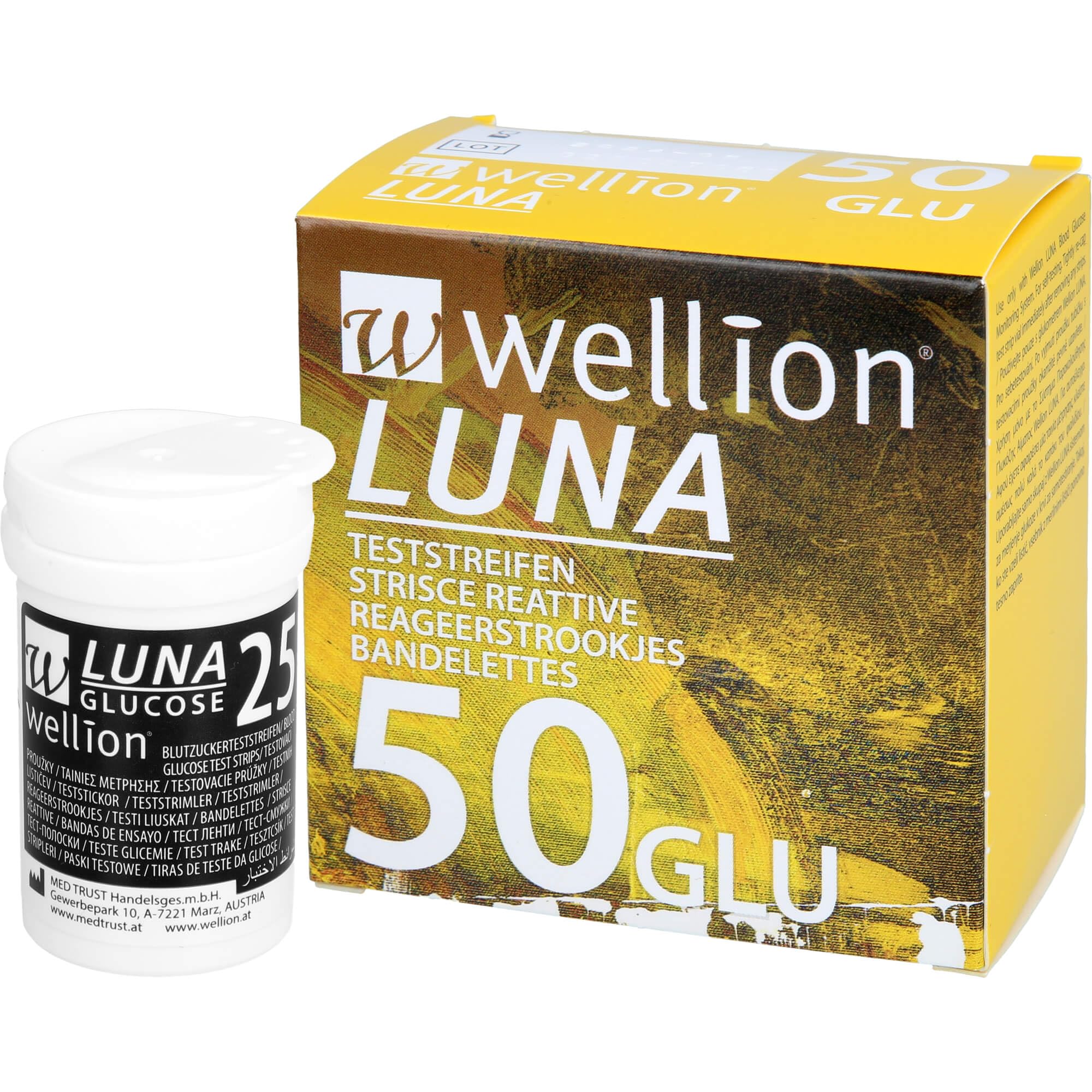 Med Trust Dispositivo Medicale Wellion Luna Glicemia, Strisce, Multicolore, 50 Unità