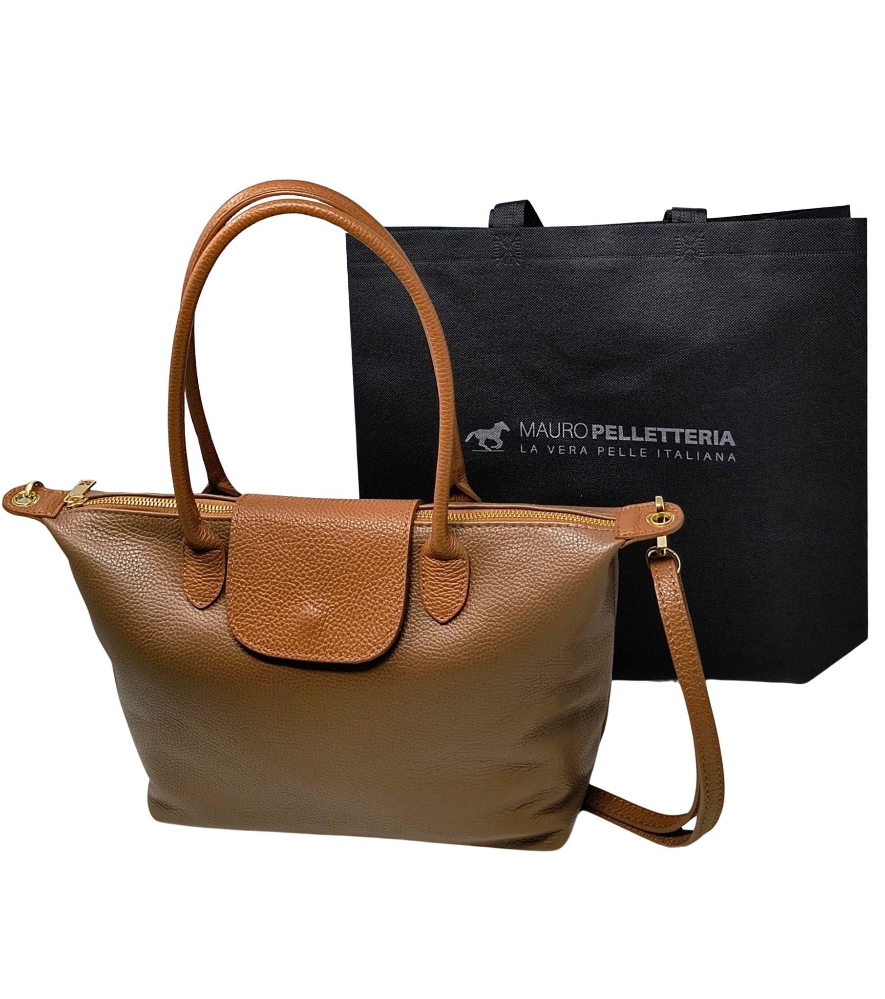 Bolso de mujer de piel auténtica – bandolera y asas, elegante bolso de mano hombro y bandolera – Estilo casual chic, Giuly