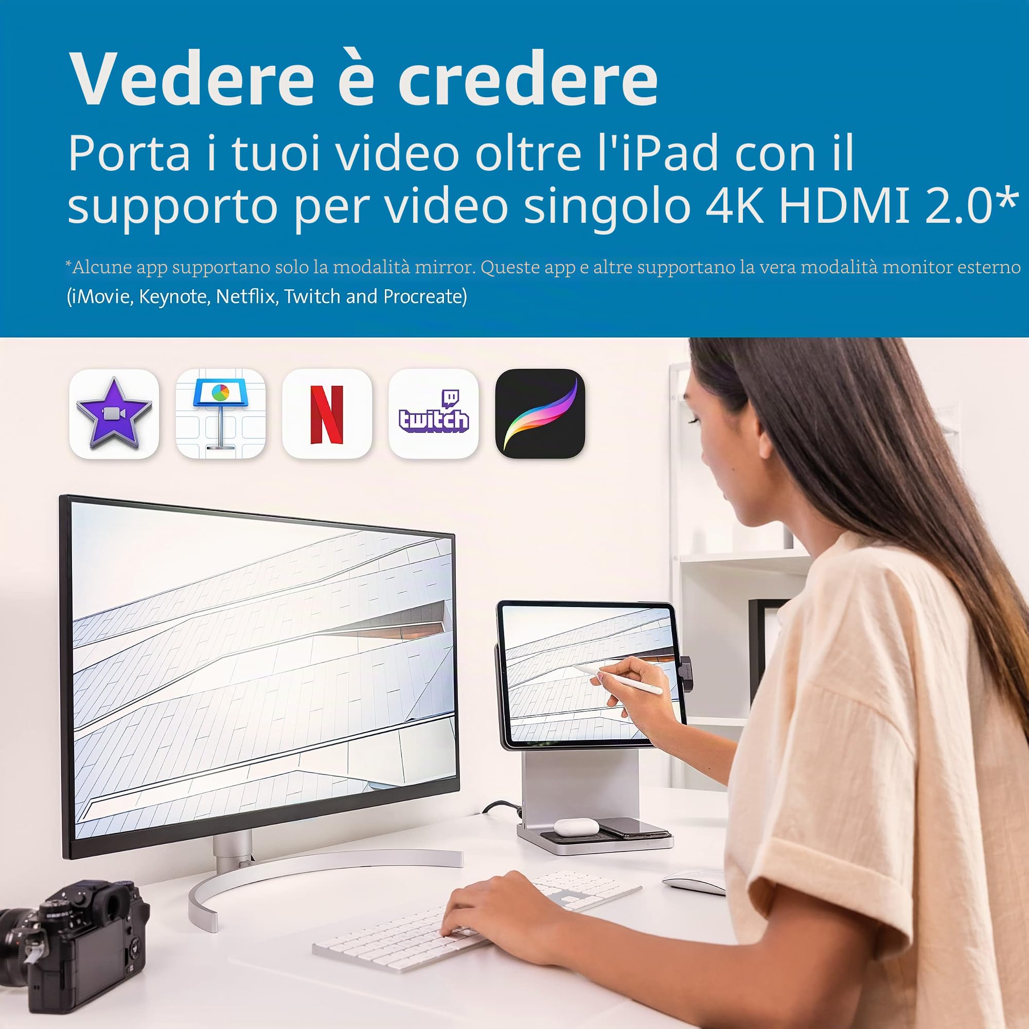 Kensington StudioDock iPad Pro Stand - Supporto Regolabile per iPad Pro 11 e iPad Air 2020+, Magnetico, Carica Rapida per iPad, iPhone e AirPods (K34031WW)