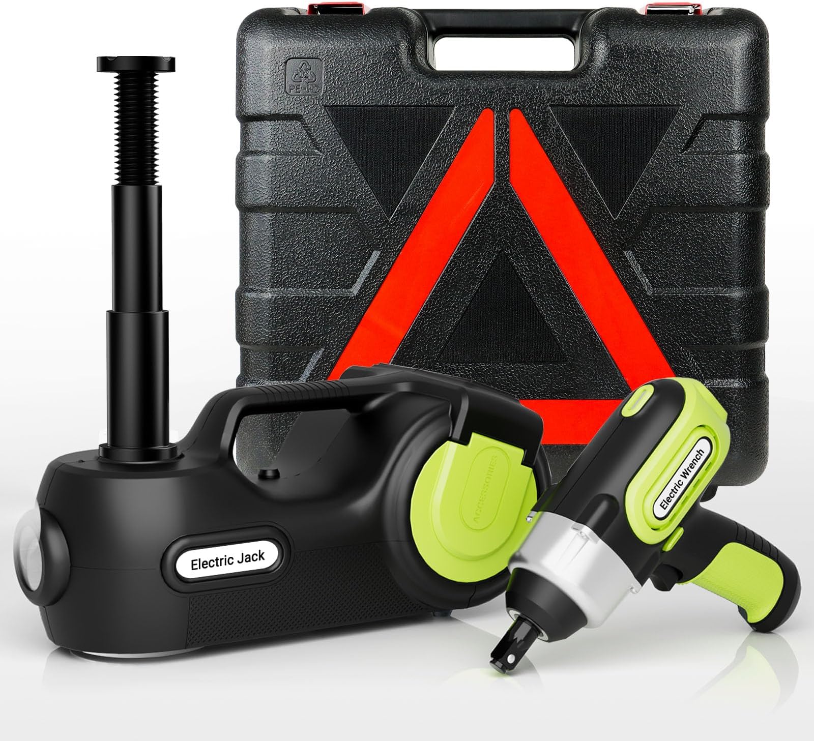 12V Electric Jack Kit for 5-Ton Cars, with Impact Wrench, Inflation Pump, LCD Display and Tire Pressure Monitor, 14–36 cm Lift Height