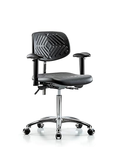 LabTech Seating LT42904 Class 100 Clean Room - Silla de poliuretano (base cromada, inclinación, brazos, ruedas cromadas)