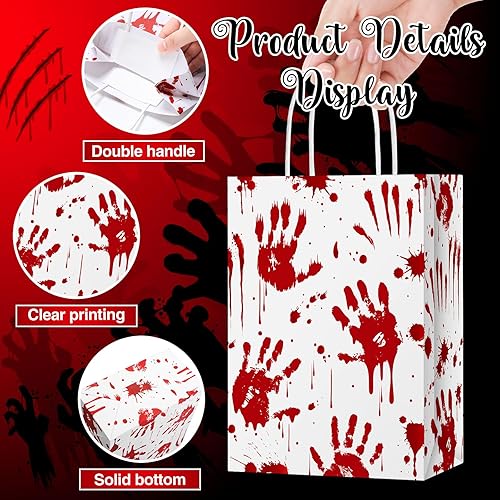 Miniatura 3 de 24 bolsas de regalo de Halloween, bolsas de papel de regalo de Halloween con asas, bolsas de dulces para dulces para golosinas navideñas,