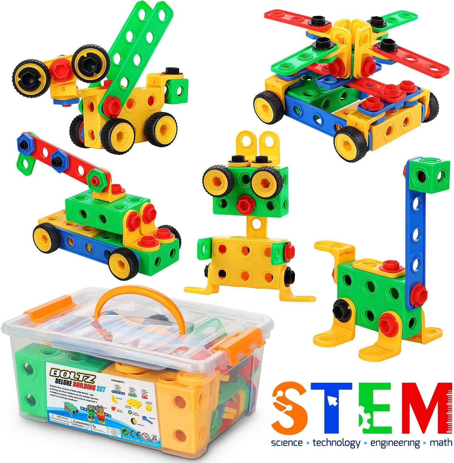 Fivejoy 103 PCS Big Construction Building Toys, Creativity Educational Children's Toys for Toddlers, Firm Building Blocks Set & STEM Learning Gift with Storage Box for Age 3+ Boys & Girls