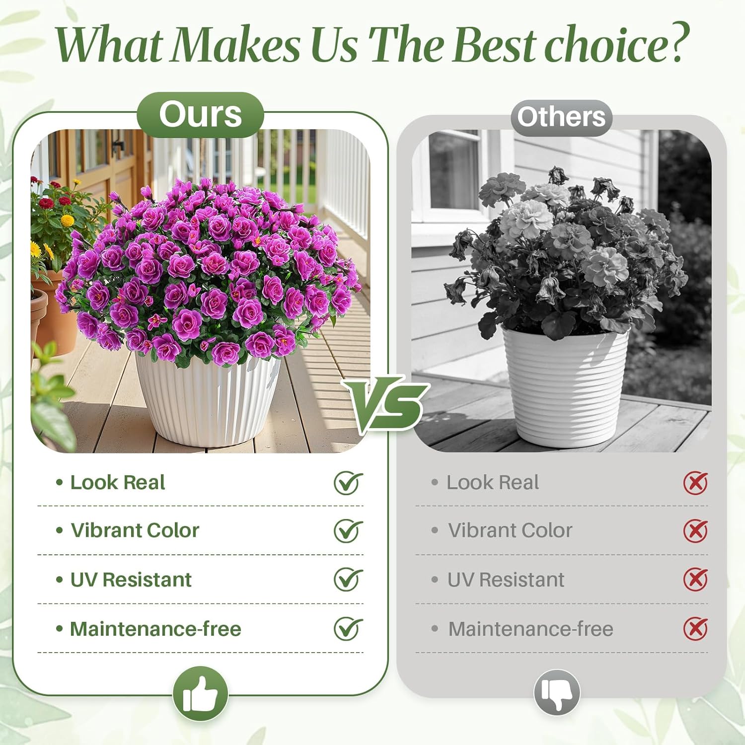 Alupssuc 12 Large Bundles Artificial Flowers for Outdoors Spring Decoration, UV Resistant Faux Flowers Silk Camellia Realistic Fake Flowers for Yard Patio Planter Porch Balcony Garden, Purple