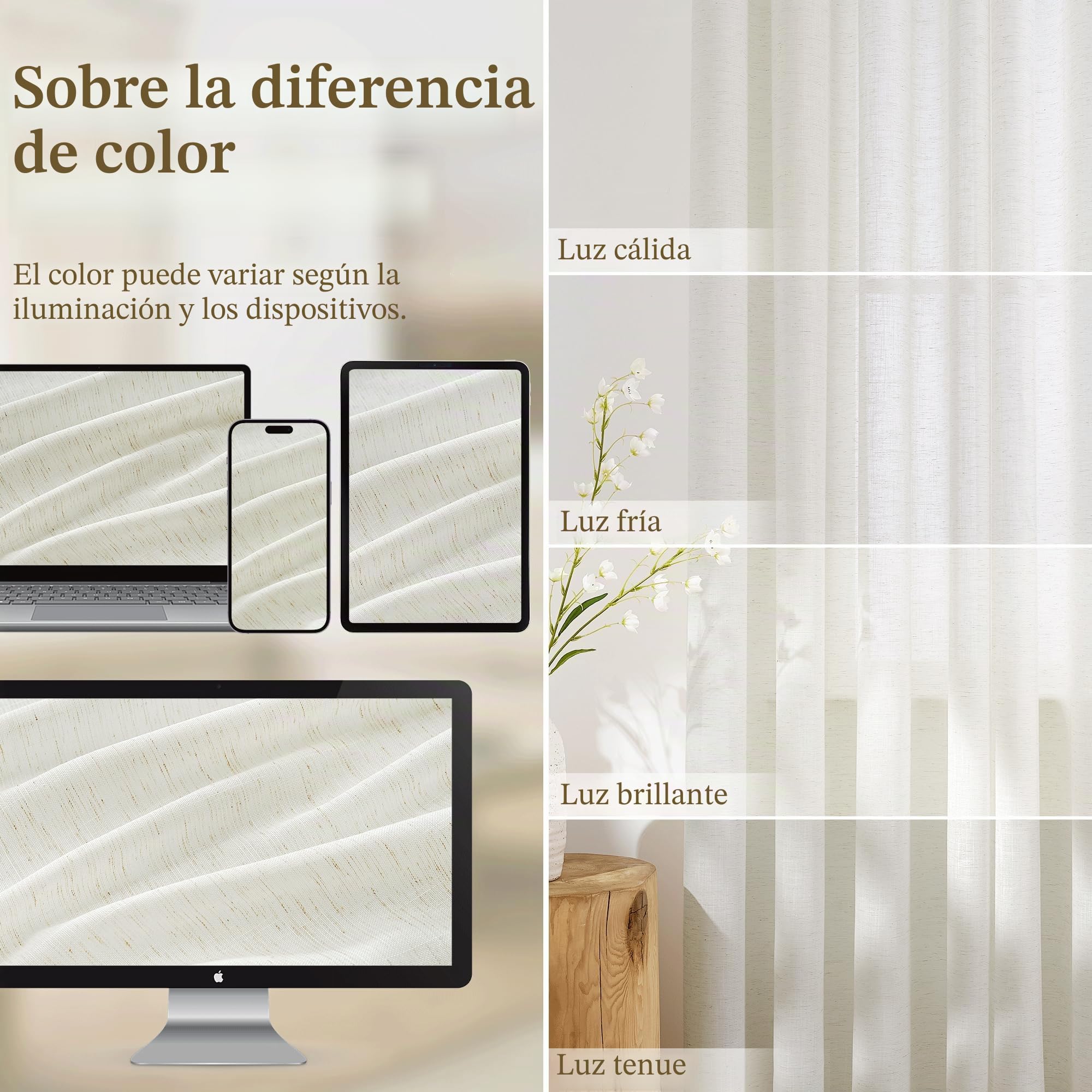KGORGE Cortinas de 3 Metros Grande, visillos Translucidos Separador de Ambiente con Ganchos para Riel 1 Pieza para Salon/Dormitorio Matrimonio/Comedor,300x240cm,Blanco