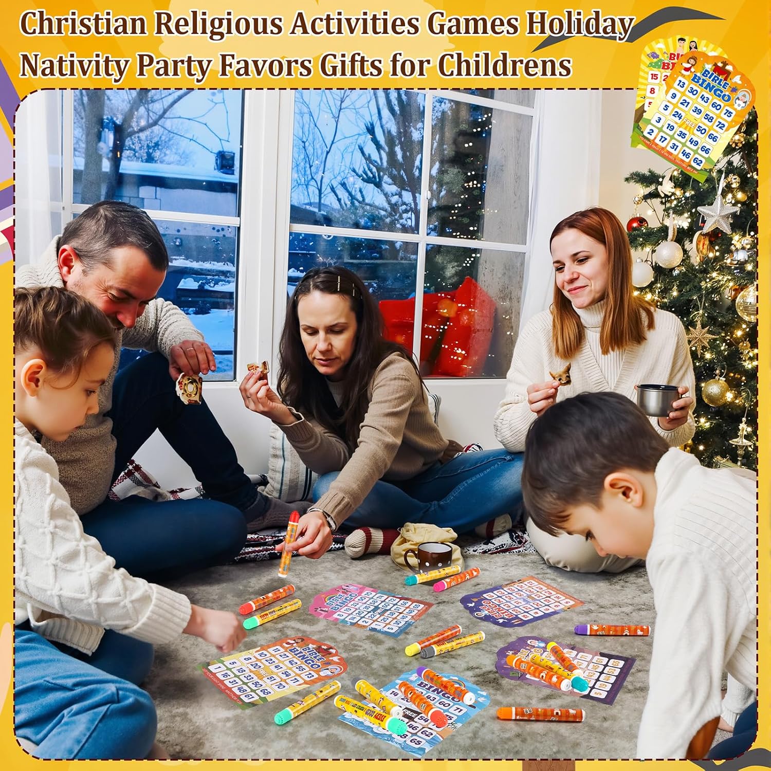 Eersida 192 Pack Easter Bible Bingo Game Cards and 0.4 oz Dot Daubers Set Includes 144 Bingo Cards and 48 Dot Markers Game Supplies Set for Christian Sunday School Gift Family Casino Night Supplies