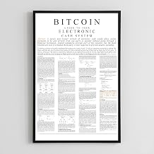 HumblePleb Bitcoin Whitepaper Crystal Porcelain Wall Art with Aluminum Frame, 12 x 18 Inch, Waterproof High-Gloss Crypto Decor White