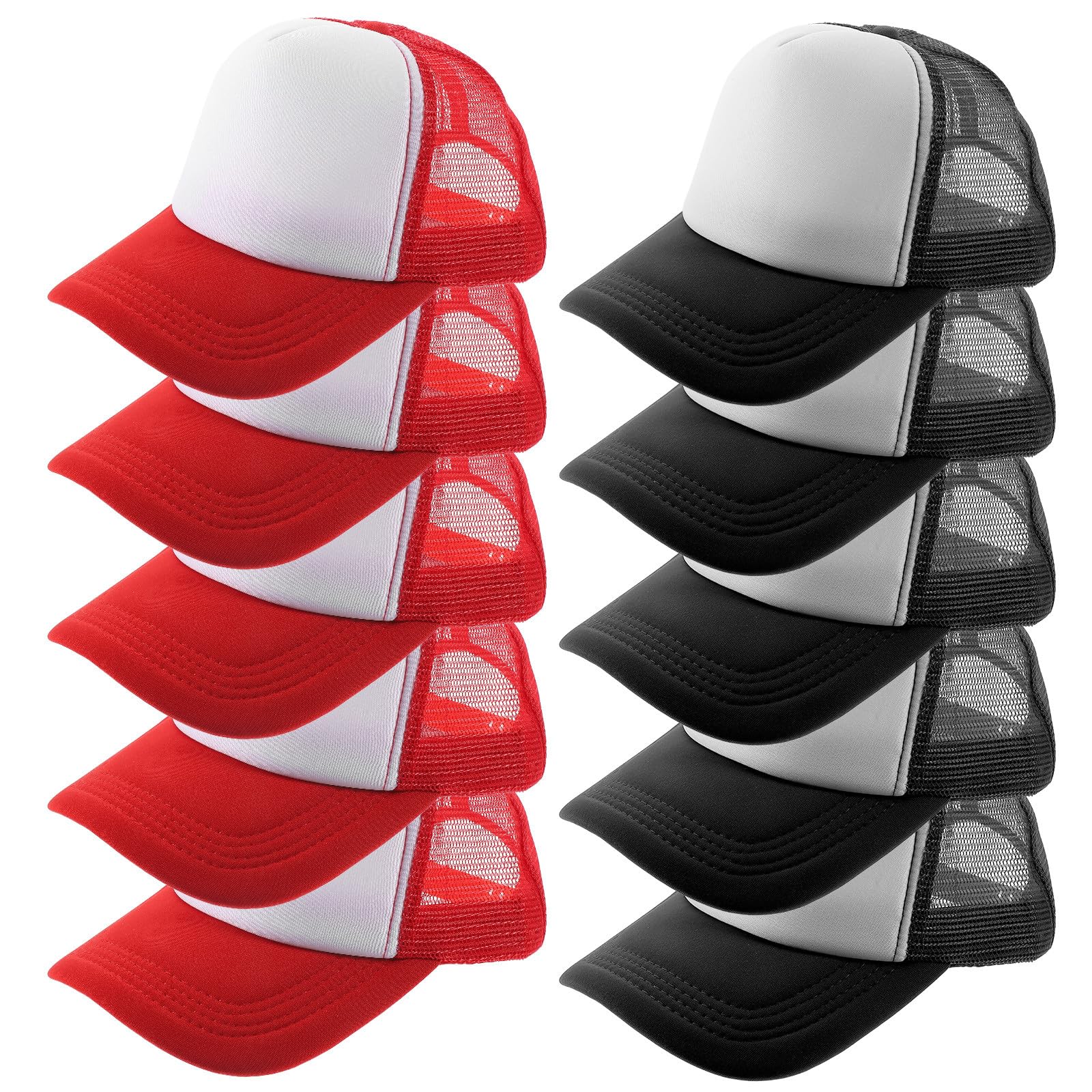 Casquettes de Baseball Vierges en Maille, Lot de 10, Polyester