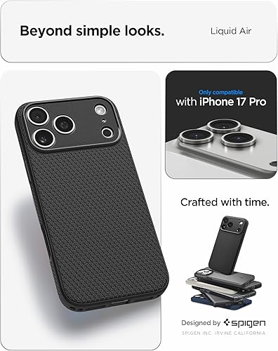 Vista 364 de Spigen Liquid Air - Funda diseñada para iPhone 13 Pro Max (2021), color negro mate