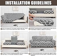 Vista 6 de SearchI Funda elástica para sofá, funda para sillón de 2 piezas con funda de cojín separada para silla, protector de muebles lavable para sala