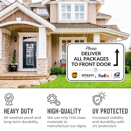 Vista 522 de Cartel de entrega del paquete, letrero de instrucciones de entrega, 10 x 7 pulgadas, aluminio 040 libre de óxido, resistente a la decoloración