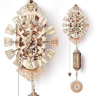 Wood Trick Pendulum Wall Clock Kit to Build, Wooden DIY Wall Clock Big - No Batteries - 3D Wooden Puzzle - 3D Wall Clock Mechanical Model