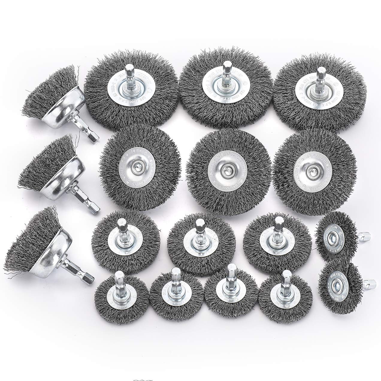 HOYIN-18PC(3PACK 6Piece) Wire Wheel Cup Brush Set|Coarse Crimped Carbon Steel|1/4In Hex Shank|for Drill : Industrial & Scientific