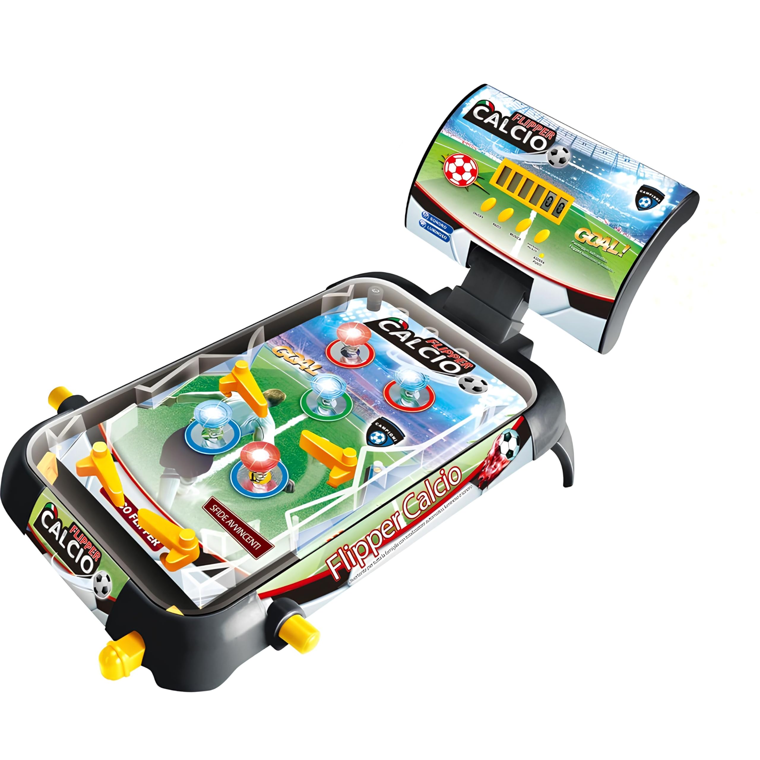 Flipper Elettronico con Effetti Luminosi e Sonori Flipper Elettronico Luci e Suoni Display Digitale Punteggio Automatico Flippers 4 Pale Soccer Footbal Bambini con Musica Pinball Gioco Arcade