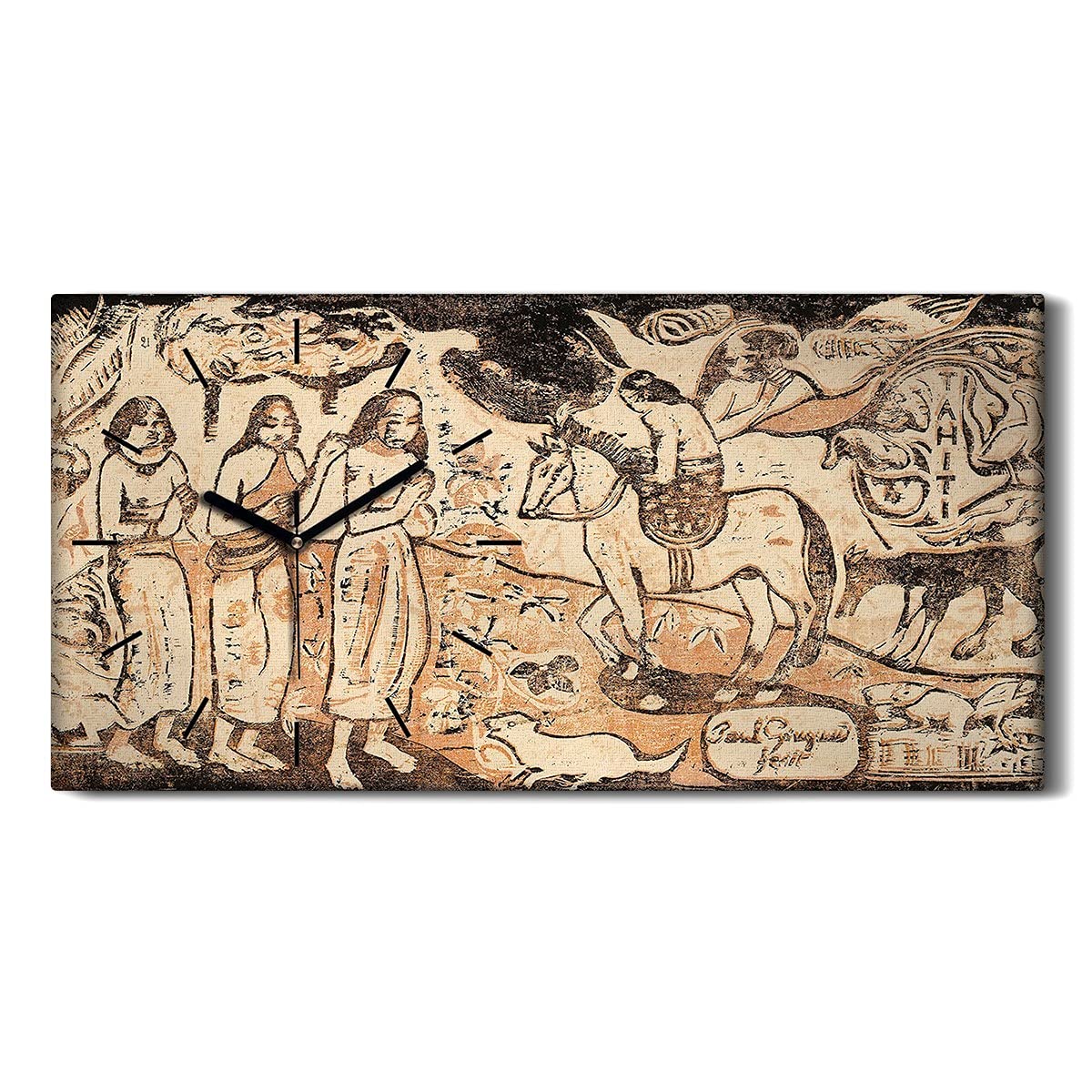 Horloge sur toile moderne de 60x30cm idéale comme image art mural pour salon et chambre