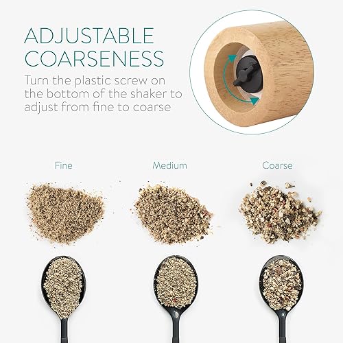 Miniatura 3 de Navaris Juego de molinos de sal y pimienta, molinillos de sal y pimienta de goma ajustables con núcleo de molienda de cerámica para el hogar,