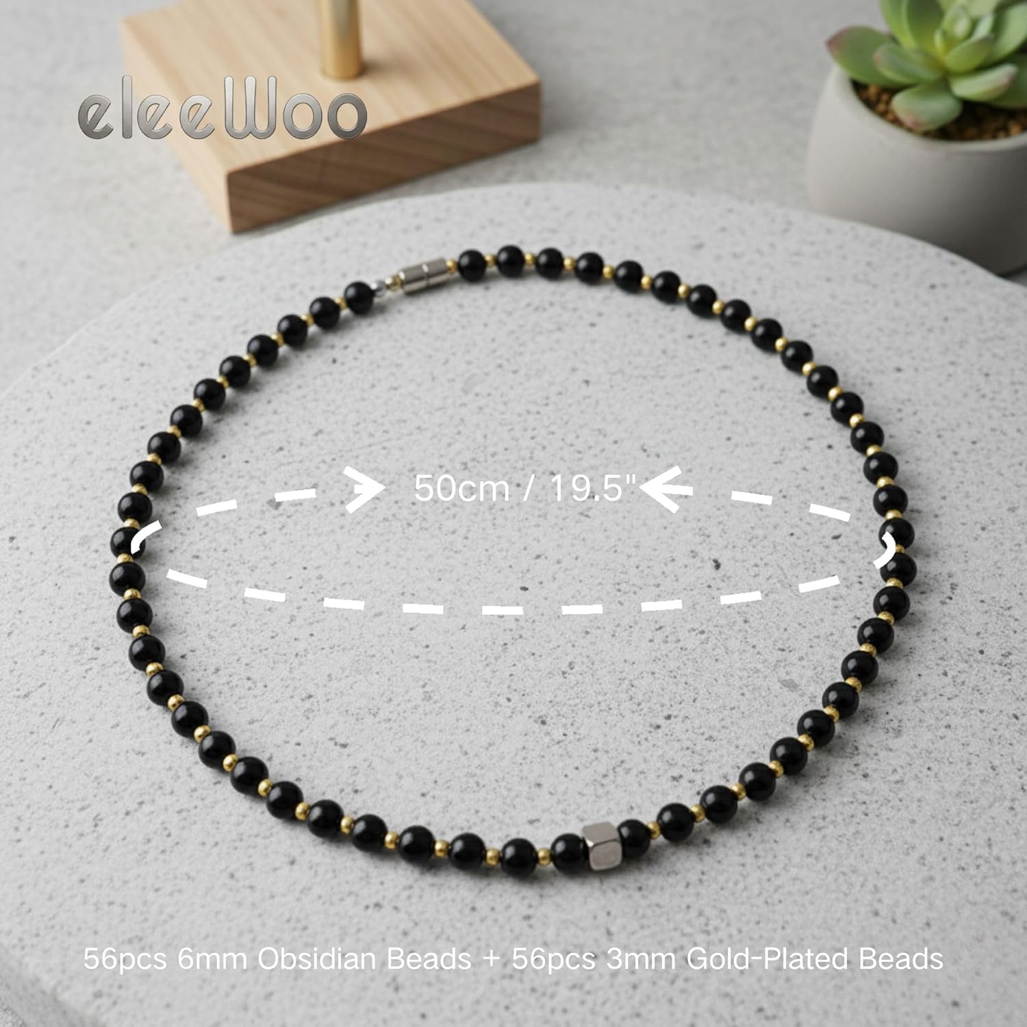 Personalized 6mm Natural Crystal Stone Choker Necklace for Men Women | Custom Engravable Initial Bead | Healing Jewelry Gift for Birthday Anniversary, 19.5" - Image 5
