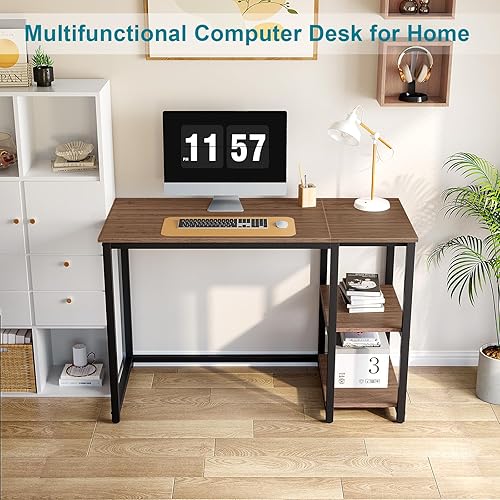 Miniatura 2 de SINPAID - Escritorio para computadora de 40 pulgadas con estantes de 2 niveles, escritorio resistente para la oficina de casa con gran espacio de