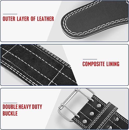 Miniatura 4 de Elevens Cinturones de levantamiento de pesas, cinturones de levantamiento de pesas, cinturones de cuero para entrenamiento de fuerza, soporte de