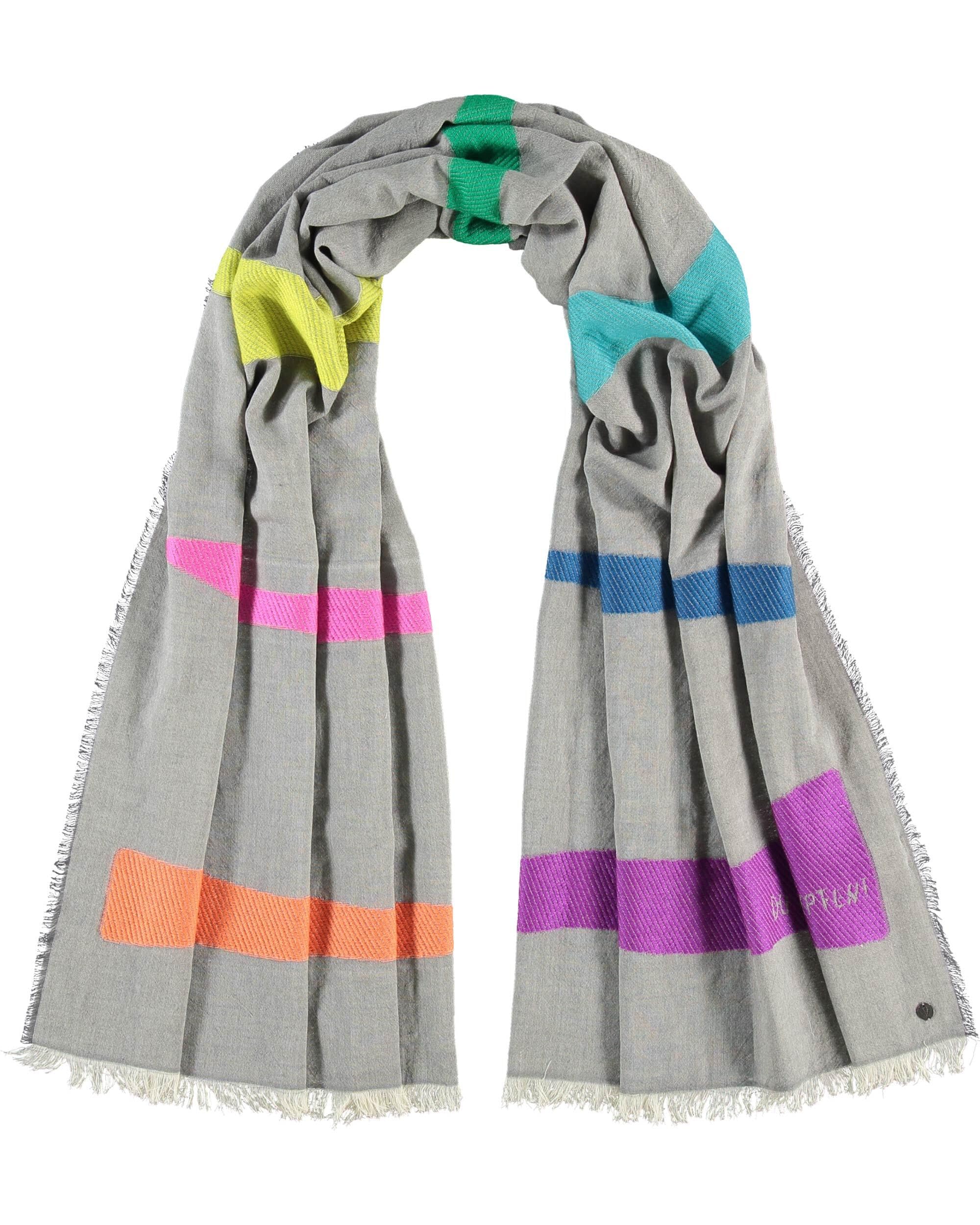 FRAAS Stola mit Regenbogen-Streifen - 70 x 180 cm - DU MUSST KÄMPFEN! - Baumwolle Grau
