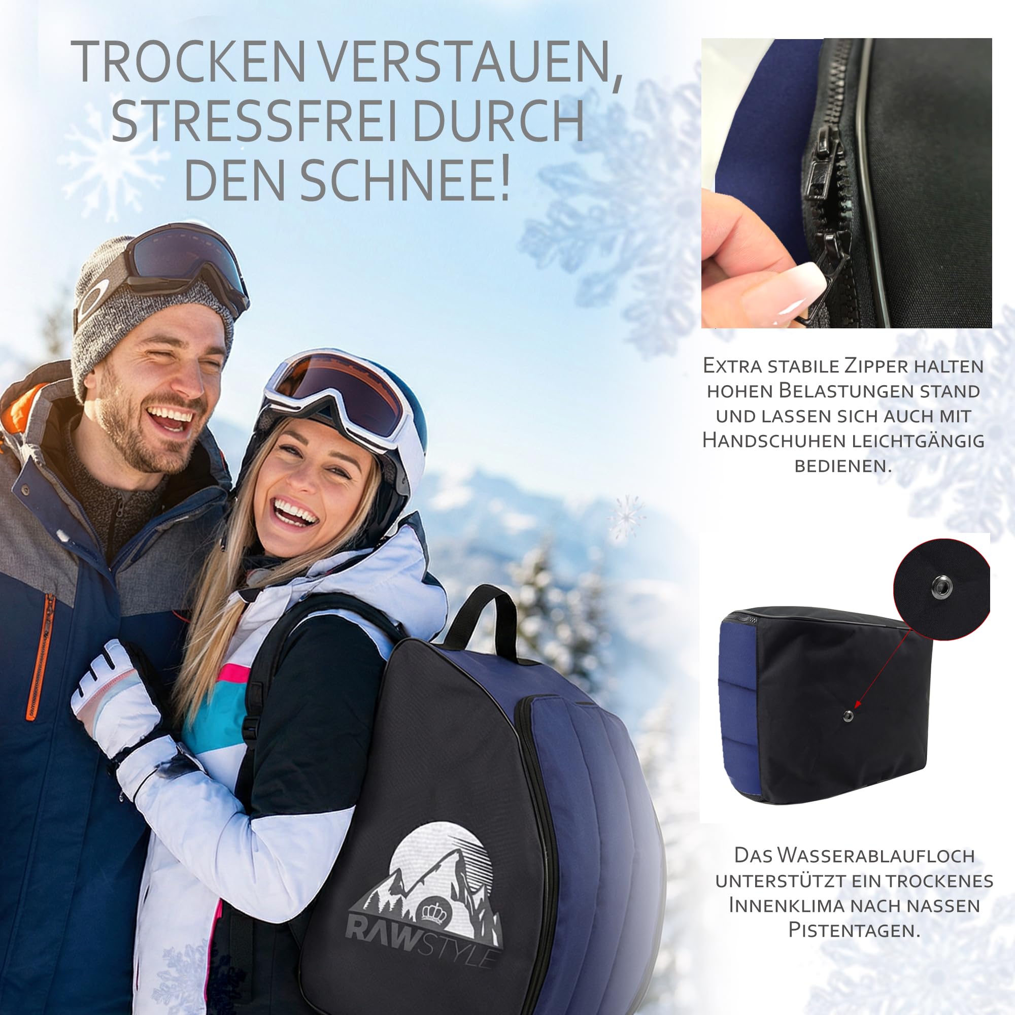 Rawstyle set met ski-tas en ski-schoentas, voor ski's van 160 cm of 180 cm, waterdicht, skihoes, wintersport, combo (zwart en lichtgroen, set met tas van 180 cm