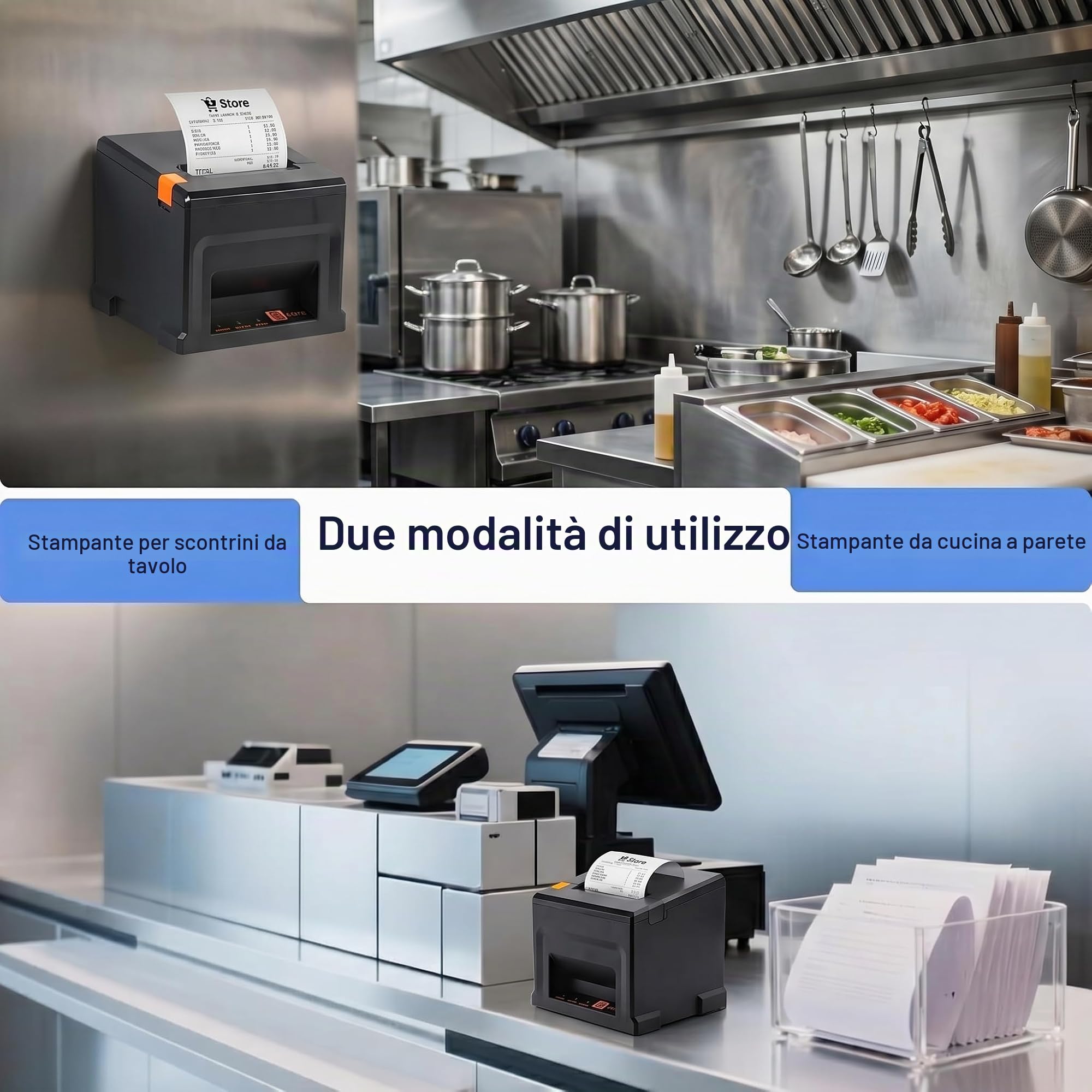 Stampante termica USB da 80 mm per ricevute di cassa – velocità massima di 300 mm/s, alimentazione auto, facile configurazione Windows per gastro e vendita al dettaglio (POS)