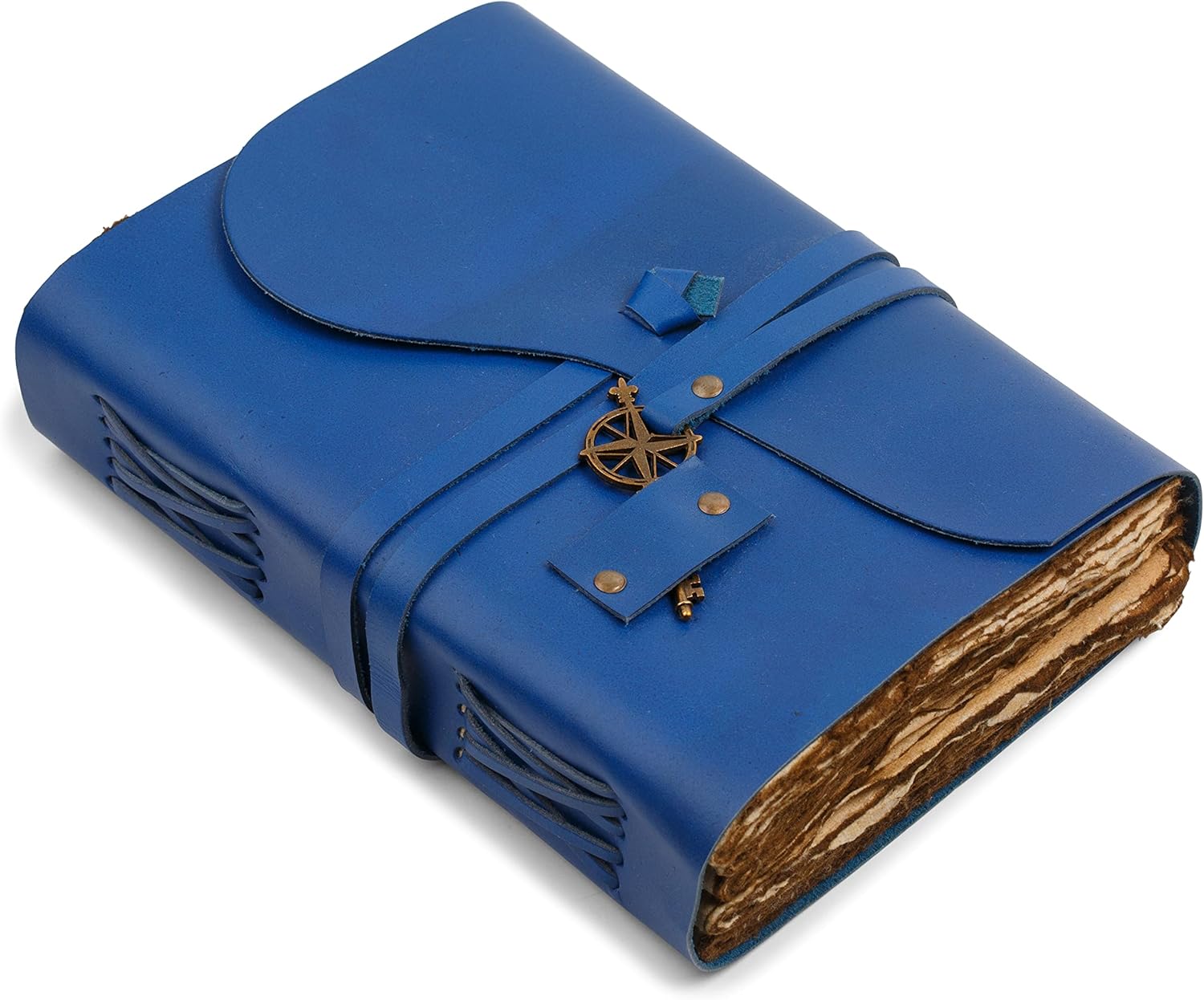 Blue Vintage Leather Journal 6x9" Antique Handmade