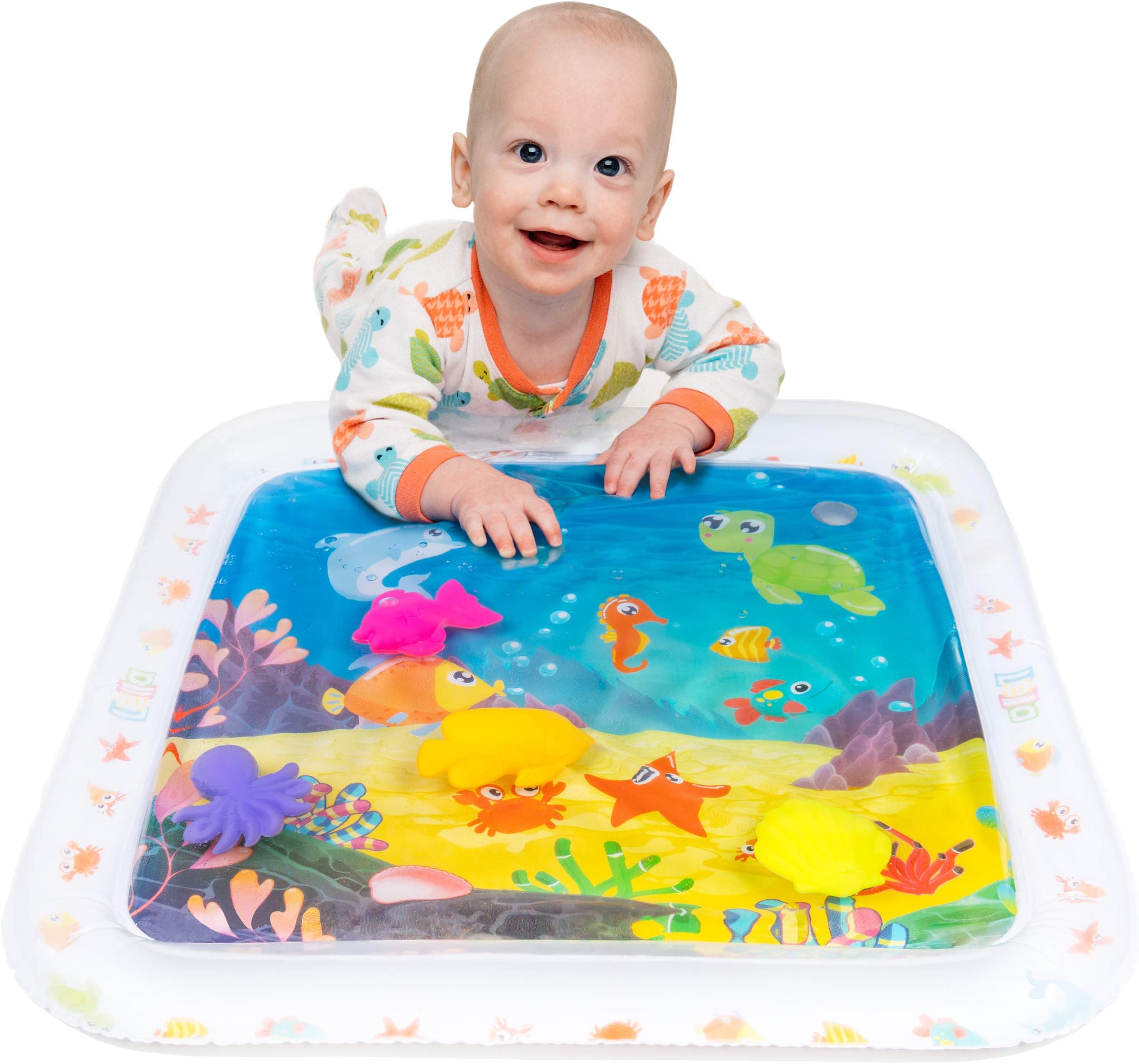 Lella Baby & Toddler Toys - Inflatable Tummy Time Water Play Mat - Sensory Developmental Activity and Play Center - Perfect for Baby, Infant and Toddlers Growth and Stimulation - BPA Free