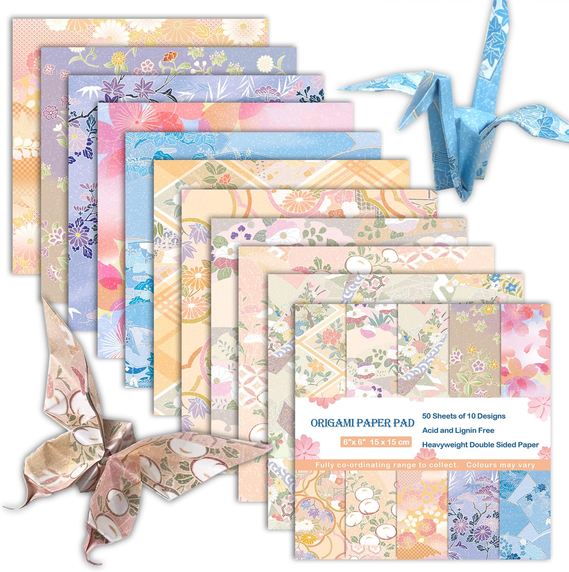 Origami Paper 6x6 Double Sided 50 Sheets 10 Colors origami kit Japanese Chiyo Square Craft Kits Easy Fold Arts Crafts DIY Handwork Chiyo