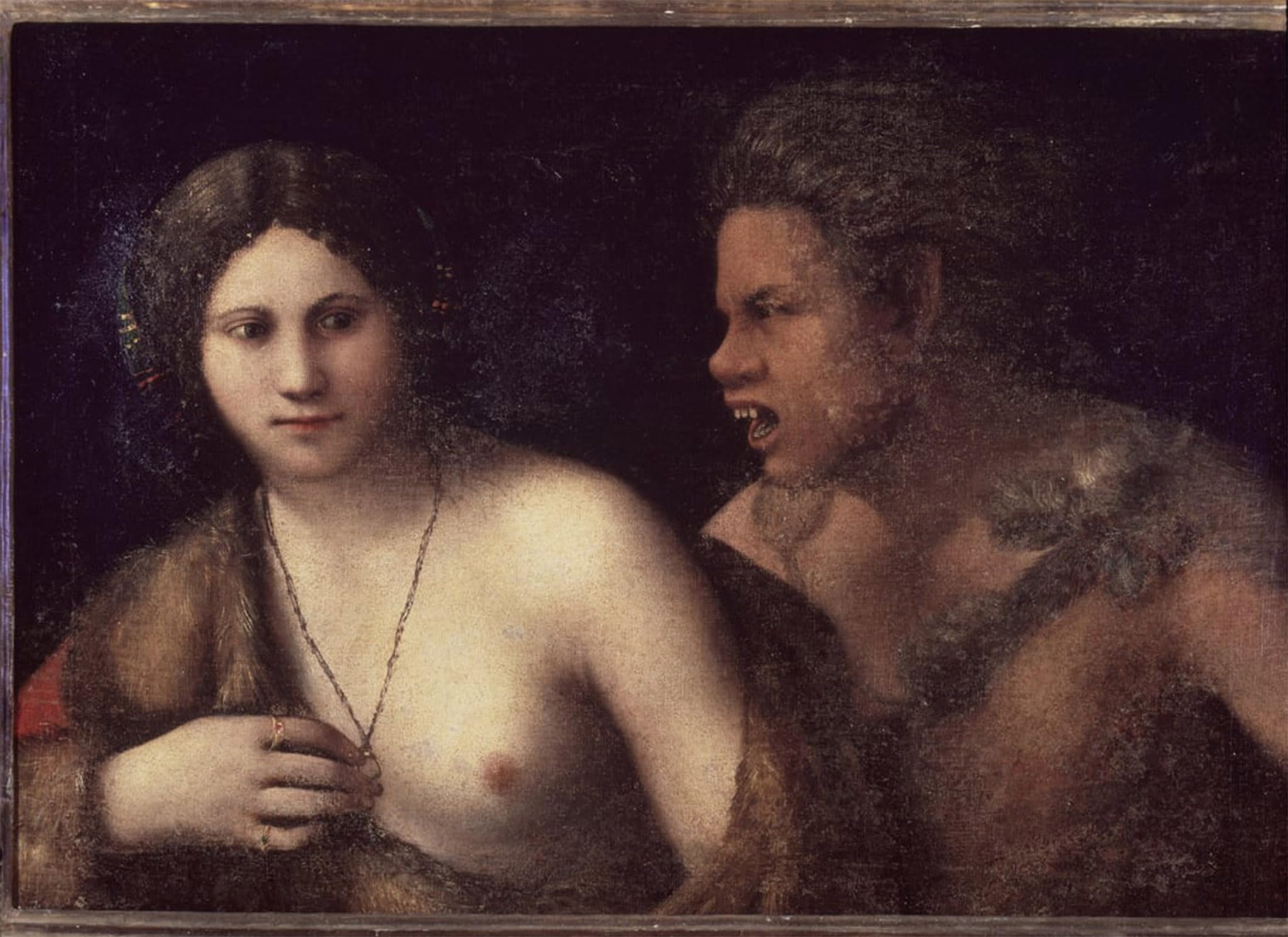 ARTXLXXBN Famous Prints Artwork Pictures Poster Painting Art Nymph and Satyr by Dosso Dossi Artwork Landscape Pictures for Home Decor 60x90cm