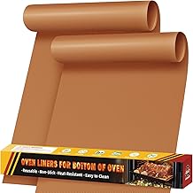 Permanent Baking Foil for Oven, Heat Resistant, Pack of 2, 40 x 60 cm, Large Oven Liners, Non-Stick Teflon Baking Mat, Baking Paper, Reusable for Electric and Gas Ovens, BPA and PFOA-Free, Copper