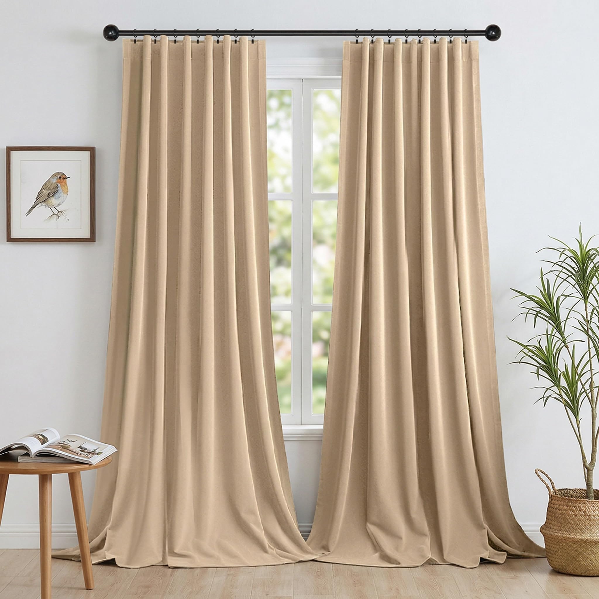 Rideaux en velours ambre H305 x B132 cm : la solution idéale pour hauts plafonds
