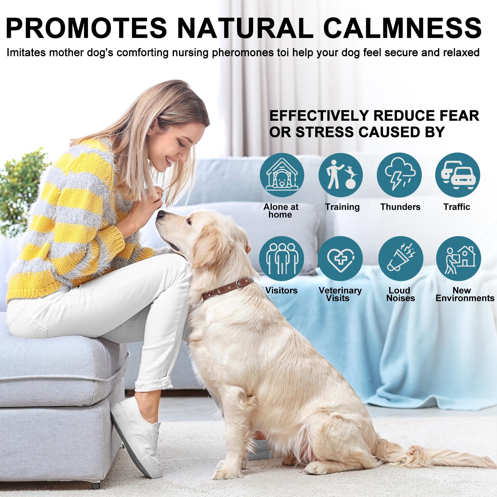 JJW Kit Diffuseur de Phéromones Apaisantes pour Chiens - 1 Diffuseur + 4×48ml Recharges | Réduit Anxiété, Stress & Peur | Apaisant pour Orages, Circulation, Nouveaux Environnements