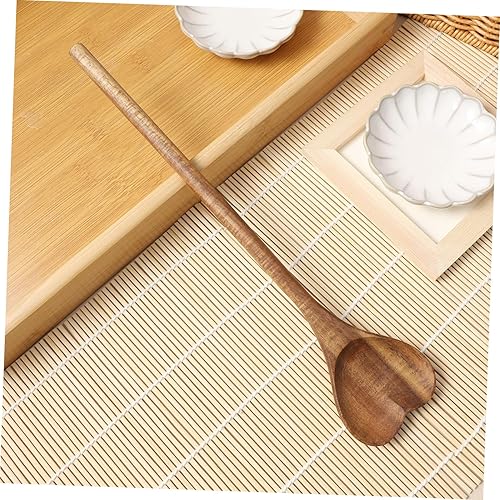 Miniatura 3 de PRETYZOOM Cuchara de madera con forma de corazón, cuchara mezcladora de madera, espátula de corazón de amor, cucharas de servir para cocinar,