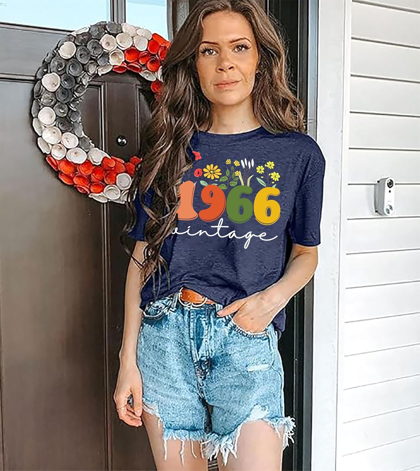 Women 60th Birthday Shirt Vintage 1966 Tshirt Sixty Bday Gift Casual Birthday Apparel Flower Graphic Short Sleeves Tee - Image 3