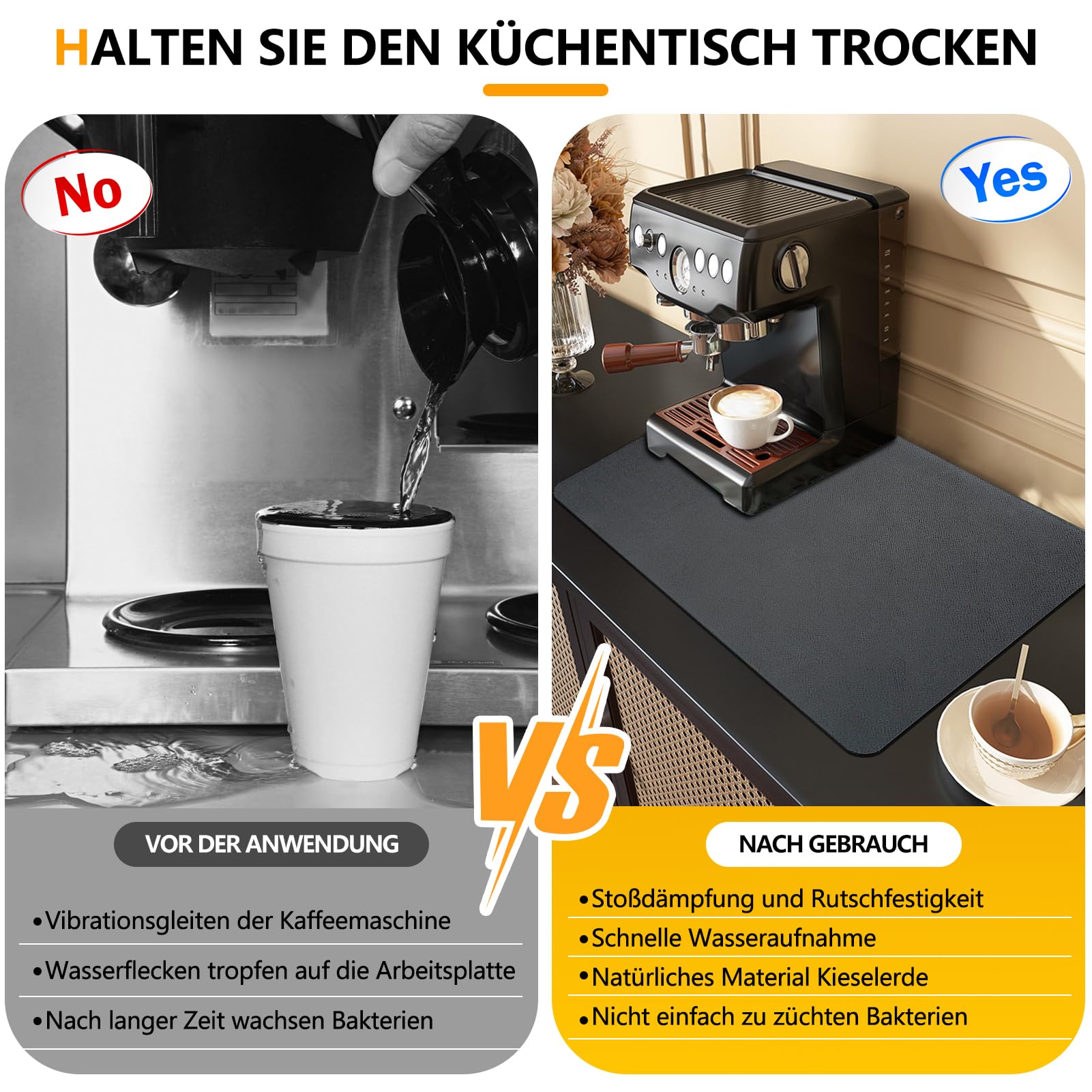 Mafagwre Abtropfmatte 40x50cm - 5,5mm Dick Für Küche & Haustiere