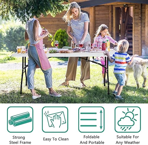 Miniatura 3 de Mesas plegables de 8 pies para exteriores, mesa de picnic portátil plegable, mesas de fiesta ligeras, mesa plegable de 8 pies, mesa de campamento al