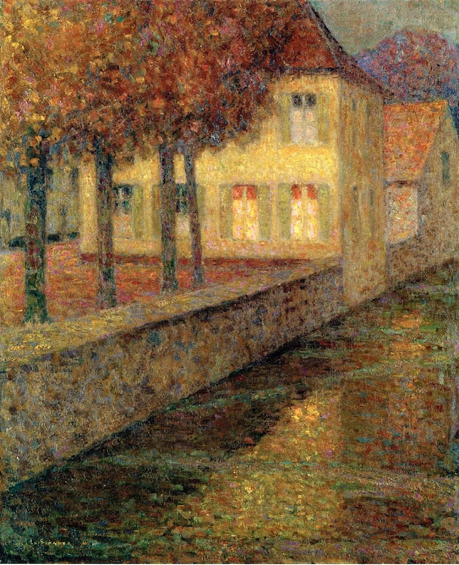 SERENDIPITP Retro Picture Poster Wall Art Pictures Painting the House on the Canal by Henri Le Sidaner Wall Art Canvas Print for Wall Decor 60x90cm
