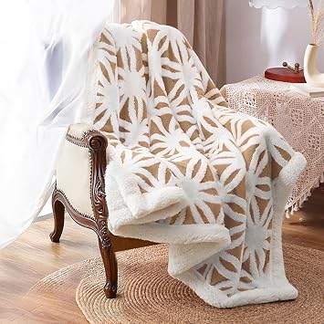 LOMAO Sherpa Fleece Blanket Gifts for Mom Dad Cozy Soft Throw Blanket for Women Men Birthday Gifts Dual Sided Couch Sofa Bed Blanket Khaki, 51"x63"